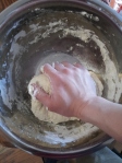 kneading the dough for dumpling